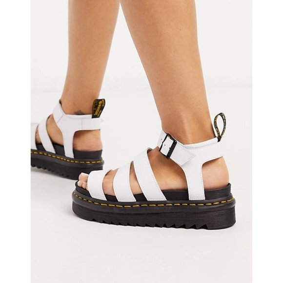 White Strappy Platform Sandals - Picture 1 of 6
